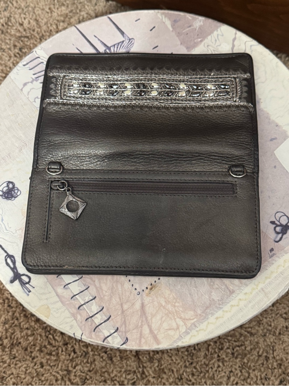 Brighton Purse & Wallet Set Y2K Slouchy Bag Leather with Sequin Medallion - Picture 11 of 16